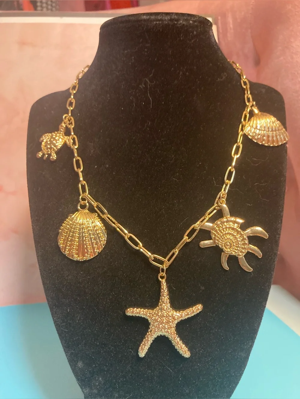 Gold  Beach Charm Necklace